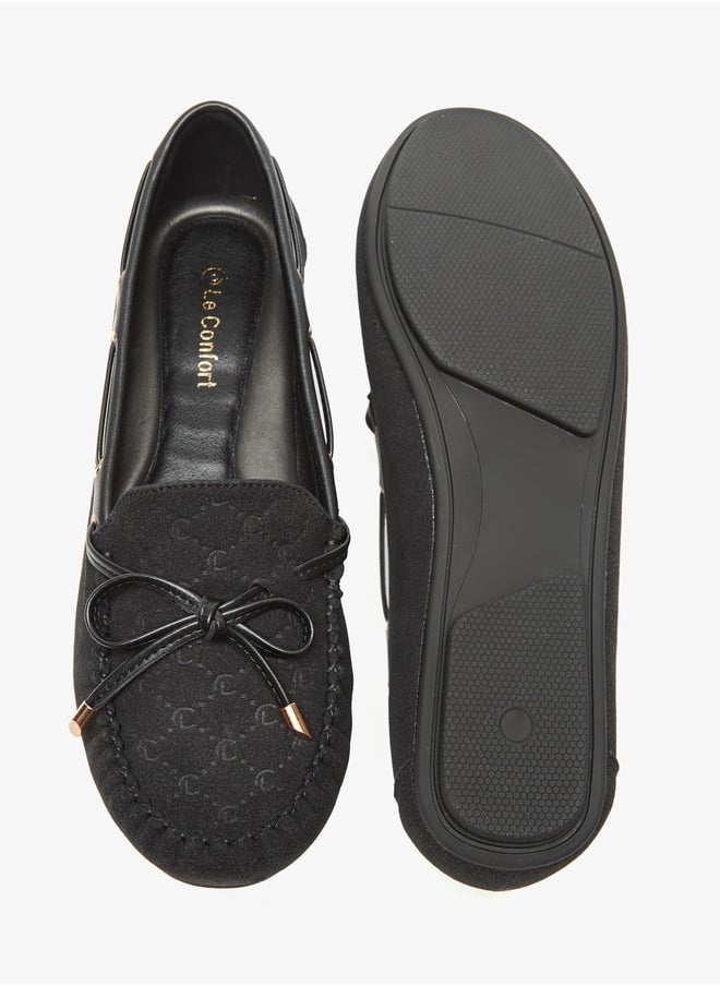 Le Confort - Women Suede Slip-On Mocassins with Bow Detail - Image 1