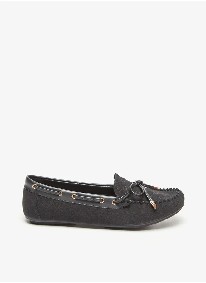 Le Confort Women Suede Slip-On Mocassins with Bow Detail