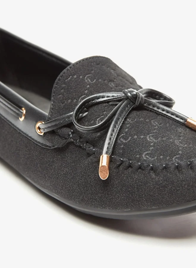 Le Confort Women Suede Slip-On Mocassins with Bow Detail