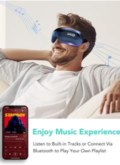 SKG SKG Eye Massager with Heat, Bluetooth Heated Eye Massager for Migraines Relief with Vision Window Music, Soothing Eye Care to Relax Eyes, E3 Pro  - Image 3