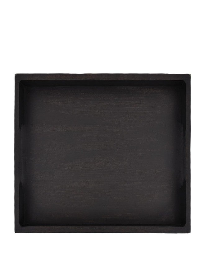 EDHAS Acacia Wood Rectangle Black Serving Tray for Breakfast Dinner Drinks Kitchen Dining Living Bathroom with Handle (15" x 10" x 1.6") - Image 3