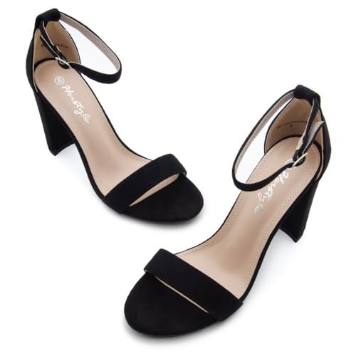 Herstyle Women’s Chunky Block Heels – Open Toe Ankle Strap Sandals, 3.75 Inch High Heels for Wedding, Party & Dressy Occasions – Comfortable Strappy Dress Shoes, Black, Size 7.0, Rosemmina - Image 2