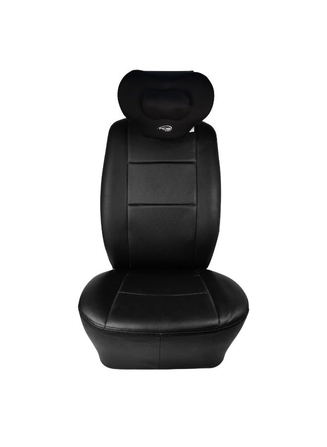 MOB Ergonomic Memory Foam Car Neck Pillow – Black – Size 31x22x18 cm – Cervical Spine Support Cushion for Driving, Travel & Office Chairs – Breathable Fabric, Soft & Comfortable Headrest with Adjustable Strap & Washable Cover – Relieves Neck & Shoulder Pain - Image 3