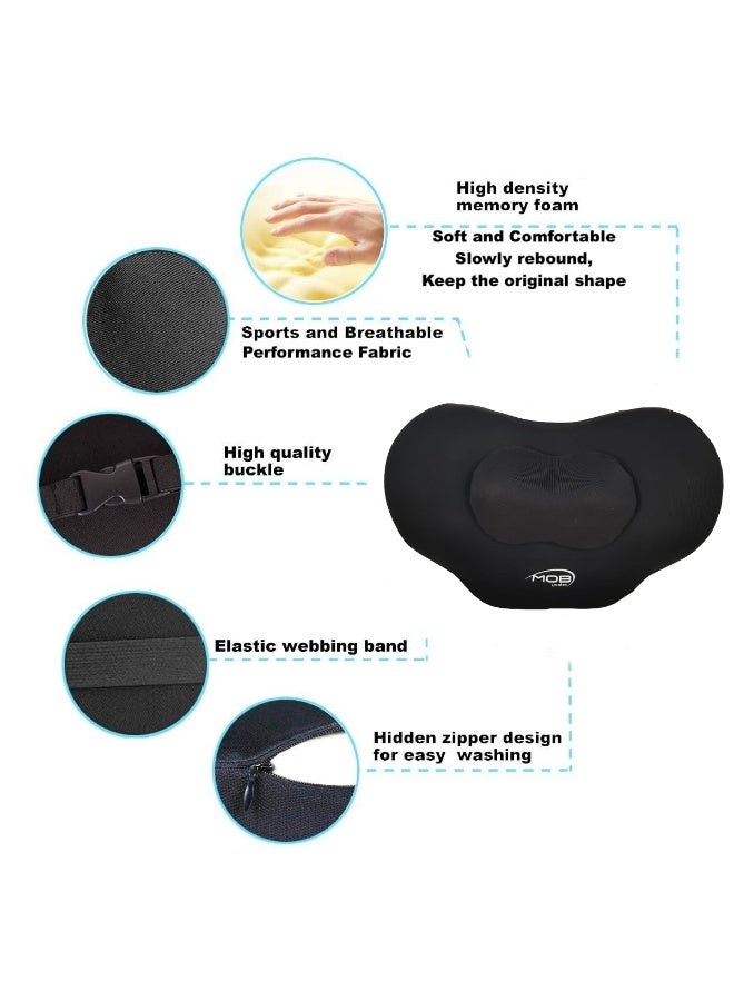 MOB Ergonomic Memory Foam Car Neck Pillow – Black – Size 31x22x18 cm – Cervical Spine Support Cushion for Driving, Travel & Office Chairs – Breathable Fabric, Soft & Comfortable Headrest with Adjustable Strap & Washable Cover – Relieves Neck & Shoulder Pain - Image 5