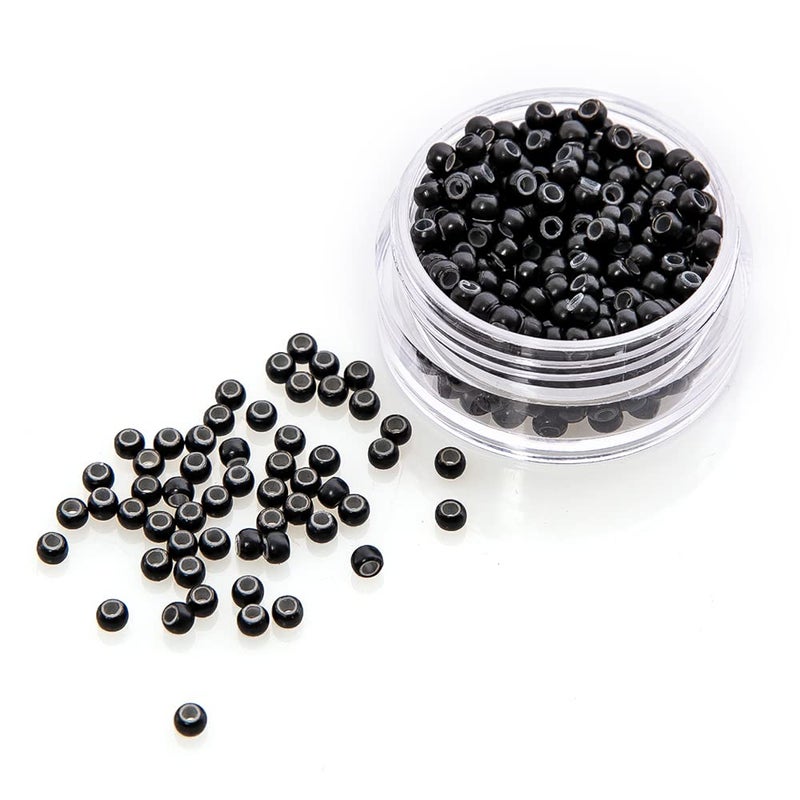 500 PCS Nano Silicone Lined Micro Ring Hair Extension Beads for Nano Tip Human Hair Extensions 30x18x22 mmBlack