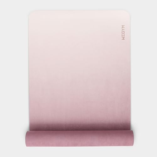 WeGym Yoga Mat, 4mm Cushioned Exercise Mat for Yoga, Pilates, Home Workouts - Anti Slip Polyester Suede Mat with Carrying Strap, Blush Ombre - Image 1