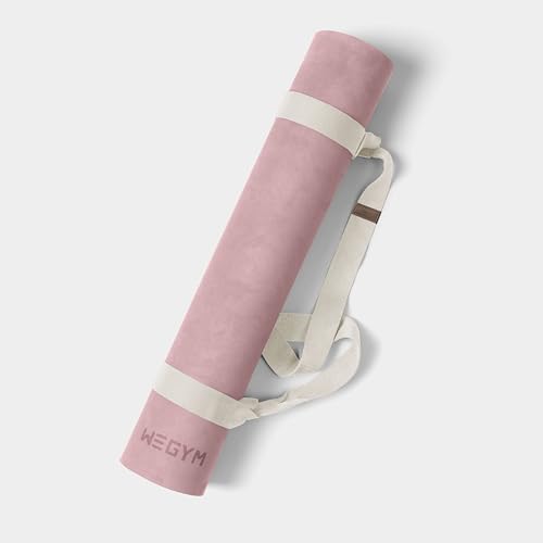 WeGym Yoga Mat, 4mm Cushioned Exercise Mat for Yoga, Pilates, Home Workouts - Anti Slip Polyester Suede Mat with Carrying Strap, Blush Ombre - Image 5