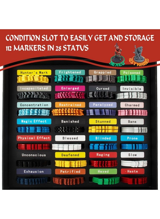 Byhoo Metal Dnd Condition Rings In 28 Markers With Spell Template, 112Pcs Dnd Miniatures Status Effect Rings With Storage Box, Ideal Gift For D&D Pathfinder And More Tabletop Rpg - Image 5