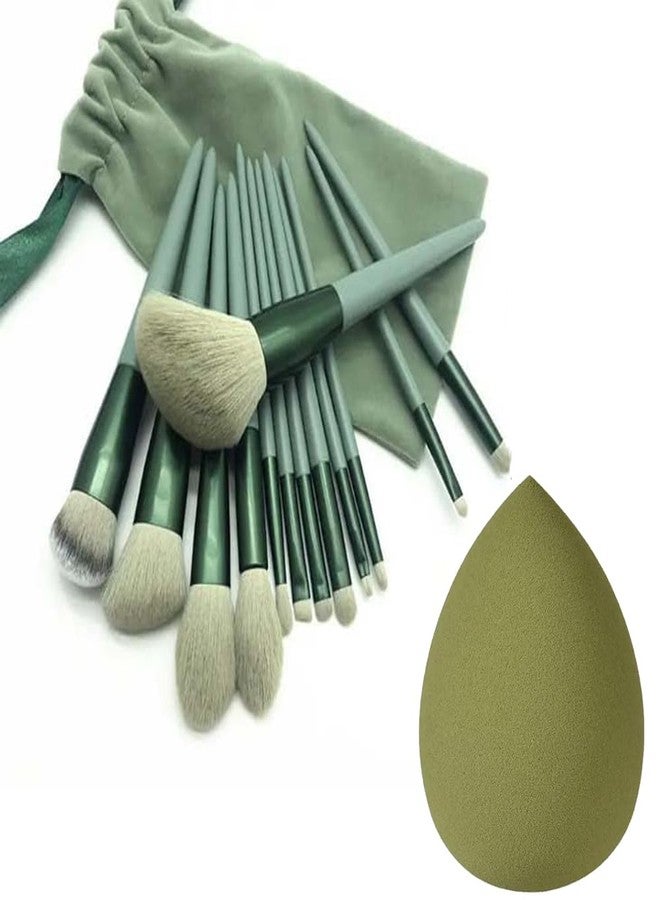 Calitate24 Professional Makeup Brush Set - 13Pcs Cosmetic Brushes for Eyeshadow, Eyebrow, Eyelash, Blusher, Foundation With Cosmetic Bag and 1 Sponge Blender - Image 1