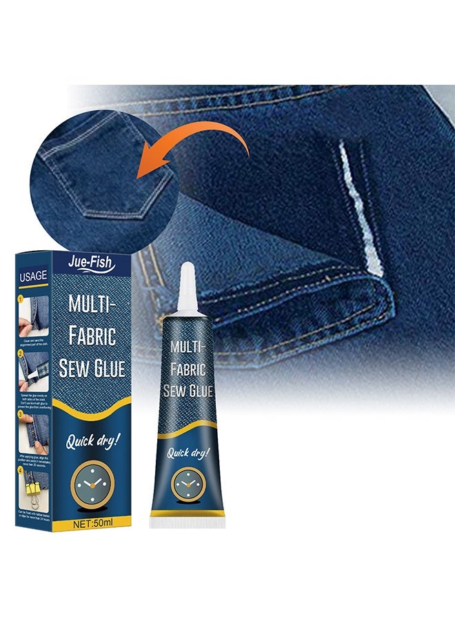 JUE-FISH 1PCS Cloth Repair Sew Glue, Instant Sew Glue Bonding Liquid, Quick Dry Multi Fabric Sew Glue, Fabric Glue for Clothing Permanent Washable, for Clothing Cotton Flannel Denim Leather, 50ml  - Image 5