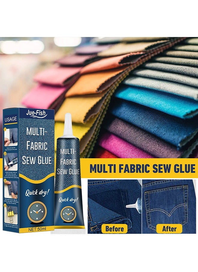 1PCS Cloth Repair Sew Glue, Instant Sew Glue Bonding Liquid, Quick Dry Multi Fabric Sew Glue, Fabric Glue for Clothing Permanent Washable, for Clothing Cotton Flannel Denim Leather, 50ml