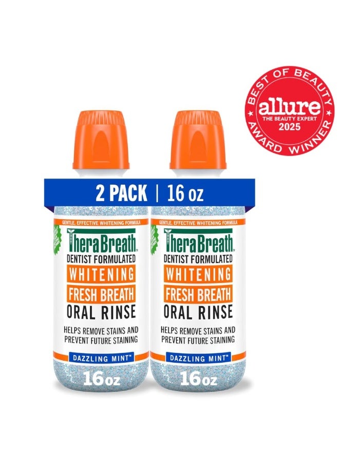 Therabreath غسول الفم TheraBreath المبيض، بنكهة النعناع المبهر، بتركيبة أطباء الأسنان، 16 أونصة سائلة (عبوة من قطعتين) - Image 2
