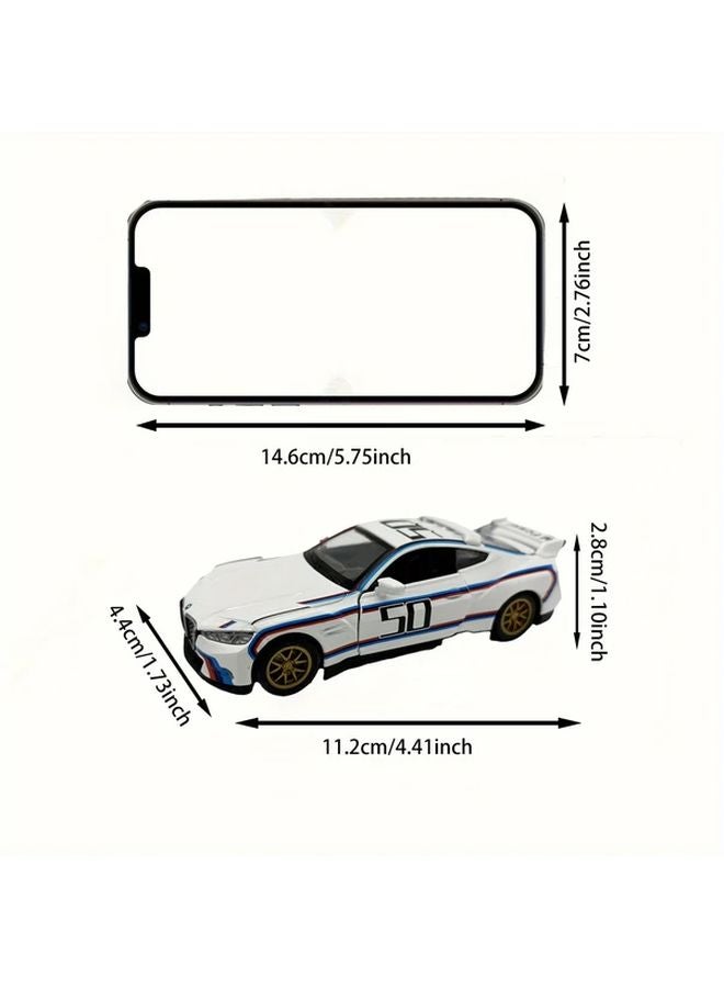 White Stripes BMW 3.0 CSL 1:42 موديل سيارة سبيكة لعبة جمع للكبار والأطفال - Image 4