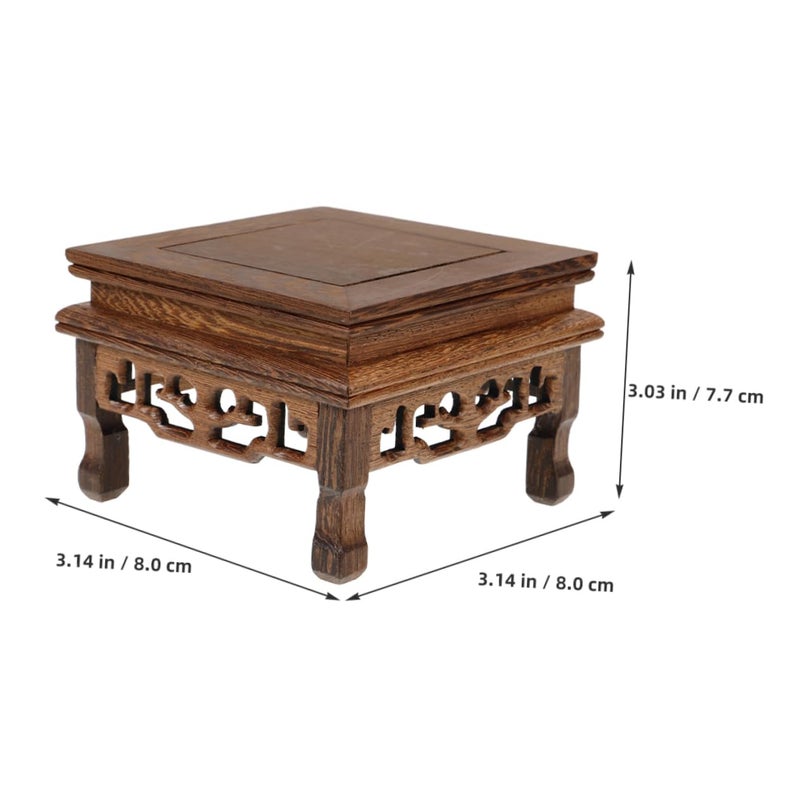Solid Wood Rectangular Riser Stand For Indoor Plants Buddha Statues Flower Pots Home Decor - Image 3