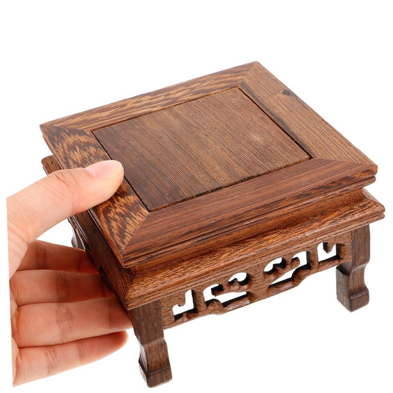 Solid Wood Rectangular Riser Stand For Indoor Plants Buddha Statues Flower Pots Home Decor - Image 4