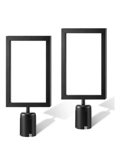 2PCS Stanchion Sign Holder (8.3 x 11.7 Inch), Portrait Top Stand Poster Display Frame Double Sided Frame Crowd Control Accessory Queue Management Tool for Crowd Control Sentry Stanchions (Black, Iron)
