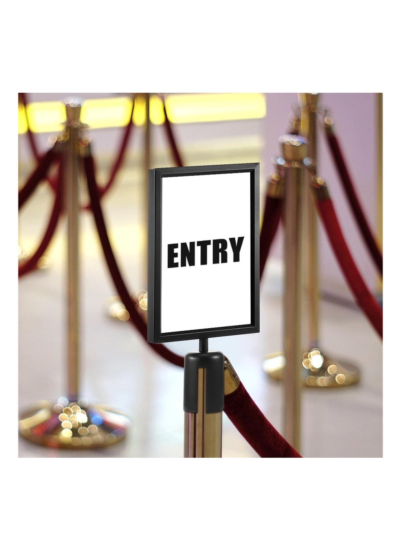 SYOSI - 2PCS Stanchion Sign Holder (8.3 x 11.7 Inch), Portrait Top Stand Poster Display Frame Double Sided Frame Crowd Control Accessory Queue Management Tool for Crowd Control Sentry Stanchions (Black, Iron) - Image 1
