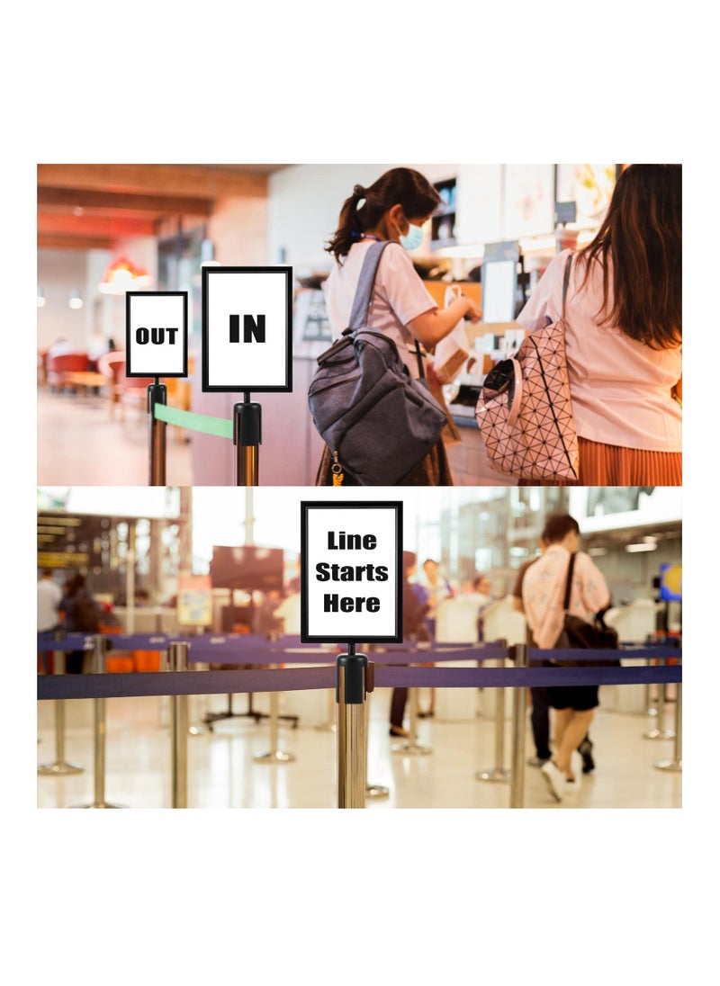 SYOSI - 2PCS Stanchion Sign Holder (8.3 x 11.7 Inch), Portrait Top Stand Poster Display Frame Double Sided Frame Crowd Control Accessory Queue Management Tool for Crowd Control Sentry Stanchions (Black, Iron) - Image 1