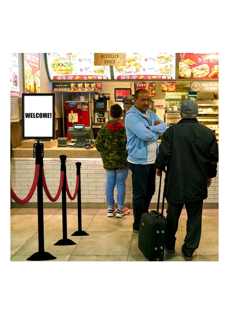 SYOSI - 2PCS Stanchion Sign Holder (8.3 x 11.7 Inch), Portrait Top Stand Poster Display Frame Double Sided Frame Crowd Control Accessory Queue Management Tool for Crowd Control Sentry Stanchions (Black, Iron) - Image 1