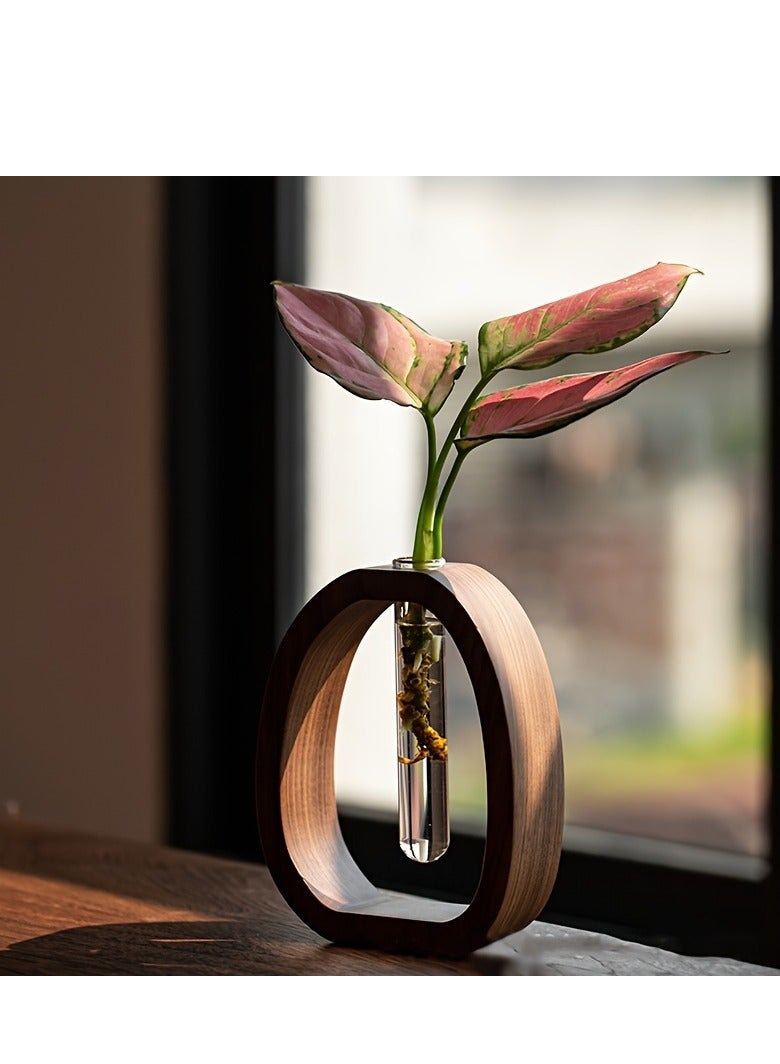 Walnut-Colored Creative Flower Vase – Minimalist Glass Plant Arrangement Decor  - Image 1