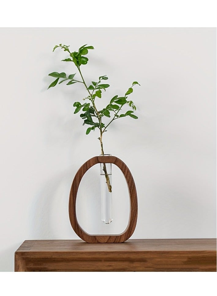 Walnut-Colored Creative Flower Vase – Minimalist Glass Plant Arrangement Decor  - Image 2