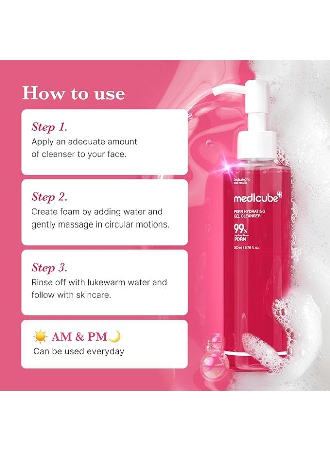 Medicube جل تنظيف الوجه من بيدران (200 مل) ، غسول وجه لطيف منخفض الحموضة مع LHA لتنظيف المسام بعمق وتقشير ، منظف مرطب مع حمض الهيالورونيك والسيراميدات لبشرة متوازنة ومشرقة - Image 4