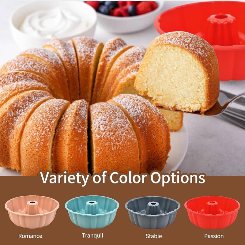 PADELE 2 Pack Silicone Bundt Cake Pan Nonstick,10 Inch, Silicone Cake Molds,Pound Cake Pan, Baking for Jello,Gelatin,Cake,Brownie and Bread (Grey+Grey) - Image 4