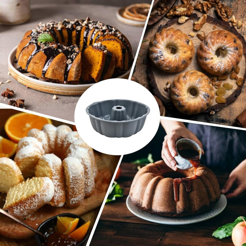 PADELE 2 Pack Silicone Bundt Cake Pan Nonstick,10 Inch, Silicone Cake Molds,Pound Cake Pan, Baking for Jello,Gelatin,Cake,Brownie and Bread (Grey+Grey) - Image 5