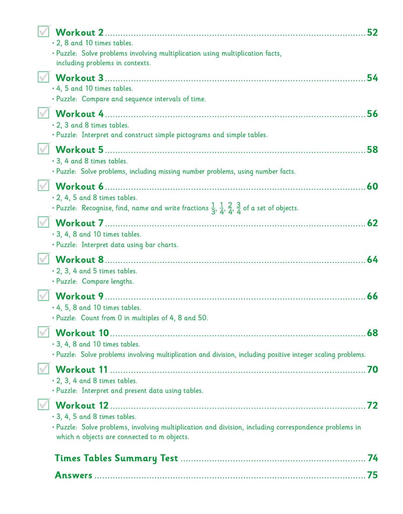 New Ks2 Maths Times Tables 10Minute Weekly Workouts Year 3 - Image 2