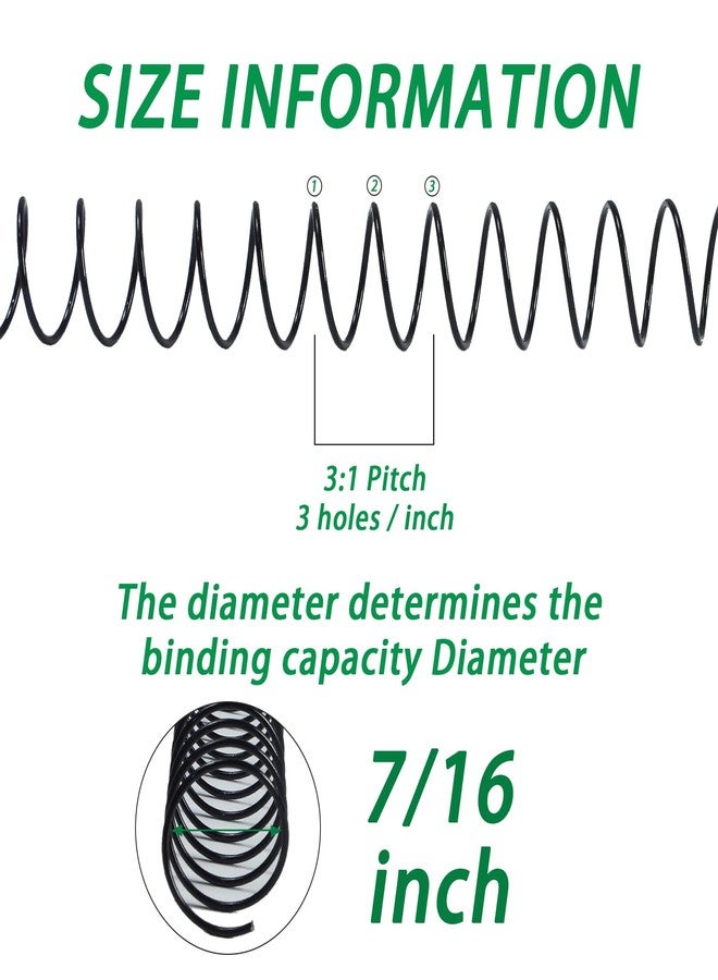 RAYSON 11.1mm Spiral Wire Coil Binding, 3:1 Pitch, 7/16" Metal Spiral Binding Coils 80 Sheets Capacity, Black Color & Pack of 100 - Image 2