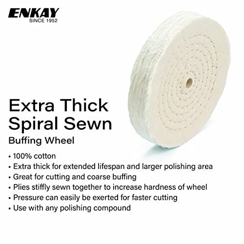 ENKAY - 8" Extra Thick Spiral Sewn Buffing Wheel (80 Ply) - Image 3