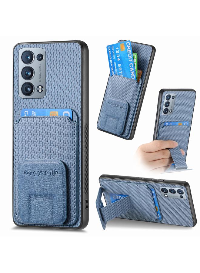 erorex Case For OPPO Reno6 Pro 5G Carbon Fiber Card Bag Fold Stand Phone Case - Image 1