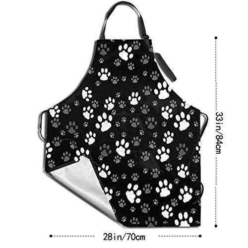 DZGlobal Dog Paw Grooming Apron with Pockets Waterproof Funny Animal Aprons for Men Women Black White Kitchen Bibs for Kitchen Garden Decor - Image 5