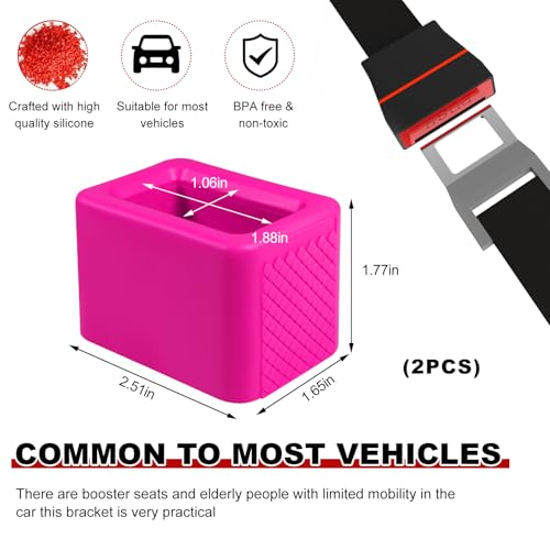 Yourkar 2 PCS Seat Belt Buckle Holder, Non-Slip Silicone Seatbelt Buckle Booster for Kids & Elders, Seat Belt Holder Buckle Fixer for Easy Access Upright Buckling, Car Accessories (Pink) - Image 2