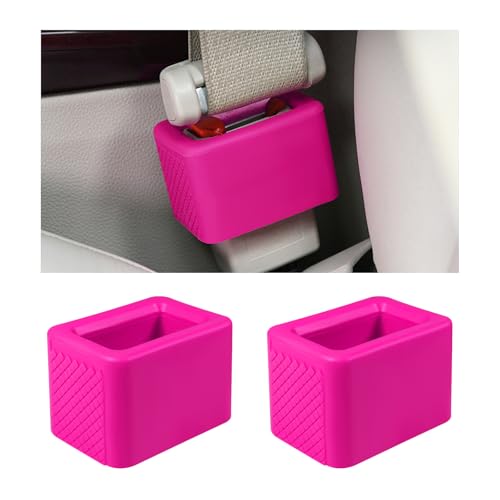 Yourkar 2 PCS Seat Belt Buckle Holder, Non-Slip Silicone Seatbelt Buckle Booster for Kids & Elders, Seat Belt Holder Buckle Fixer for Easy Access Upright Buckling, Car Accessories (Pink) - Image 1