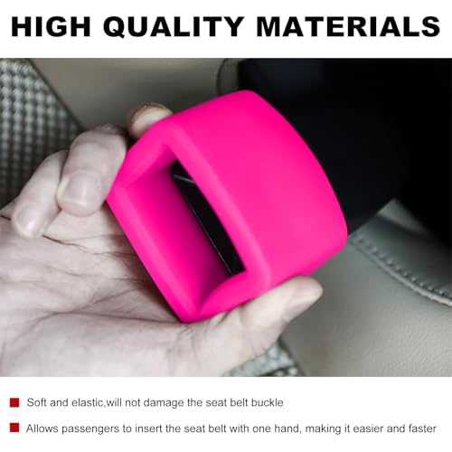 Yourkar 2 PCS Seat Belt Buckle Holder, Non-Slip Silicone Seatbelt Buckle Booster for Kids & Elders, Seat Belt Holder Buckle Fixer for Easy Access Upright Buckling, Car Accessories (Pink) - Image 3