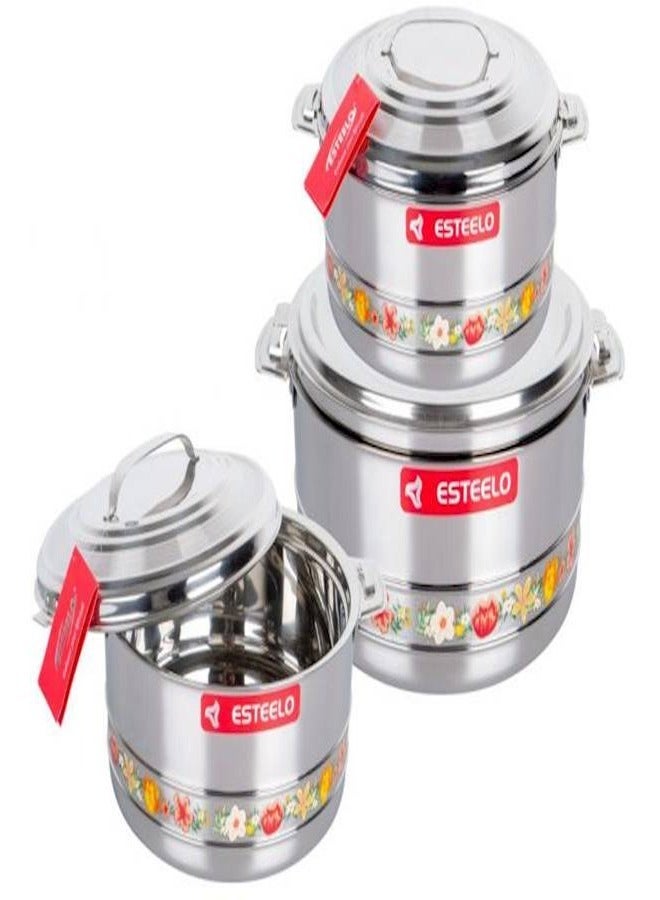 Esteelo Set of steel food containers, 3 pieces, Multiple sizes - Image 3
