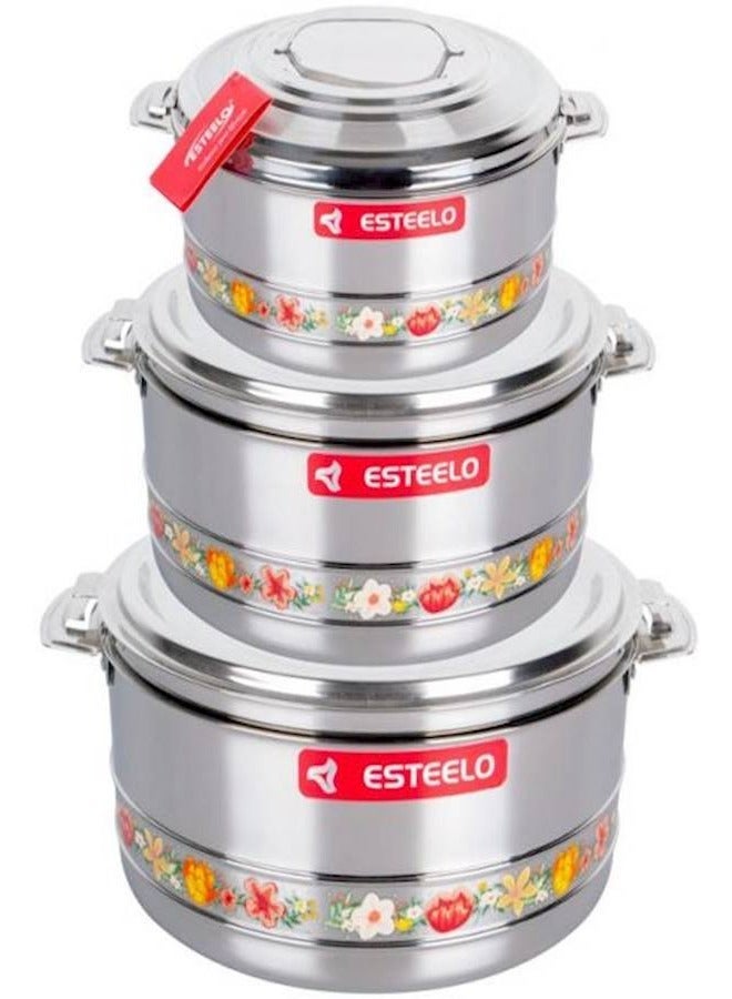Esteelo Set of steel food containers, 3 pieces, Multiple sizes - Image 1