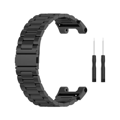 T TECLUSIVE Ultra Luxury Stainless Steel Metal Strap Compatible with Amazfit T-Rex/Amazfit T-Rex Pro | Metal Chain Band with Installation Tools & Watch Strap Adjuster Tool for Trex Pro (Black) - Image 1