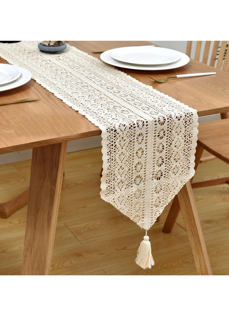 إسكدنيا الجدول العدائين القطن الكروشيه مجموعات الدانتيل البوهيمي عرس العدائين ، العدائين ماكرام البيج تعيين العروس سوببوهيميا الديكور ، ديكور المنزل الطعام - Image 1