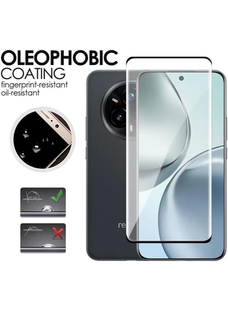 حماية شاشة Realme 14 Pro Plus زجاج مقسى لاصق كامل تغطية كاملة خالي من الفقاعات مضاد للخدش HD واضح عالي الاستجابة لـ Realme 14 Pro+ 5G 2025 5D أسود - Image 3