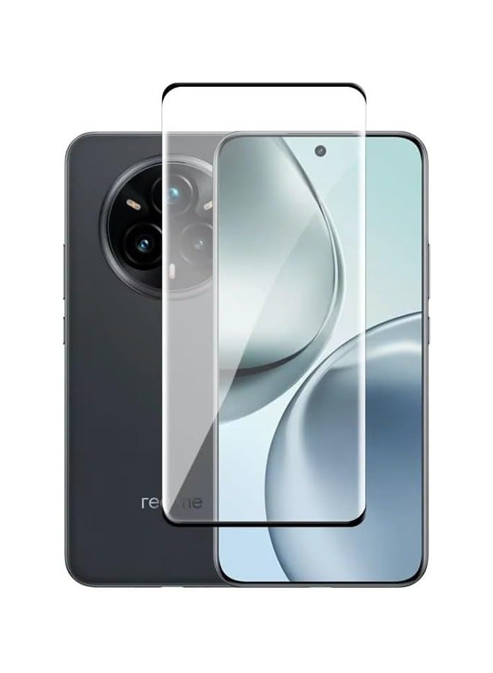 حماية شاشة Realme 14 Pro Plus زجاج مقسى لاصق كامل تغطية كاملة خالي من الفقاعات مضاد للخدش HD واضح عالي الاستجابة لـ Realme 14 Pro+ 5G 2025 5D أسود - Image 1
