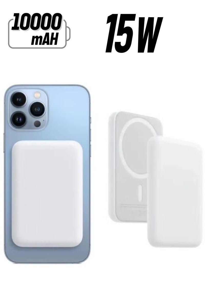 Generic - MagSafe Wireless Power Bank for iPhone 14 Plus – 10,000mAh Portable Charger in White - Image 1