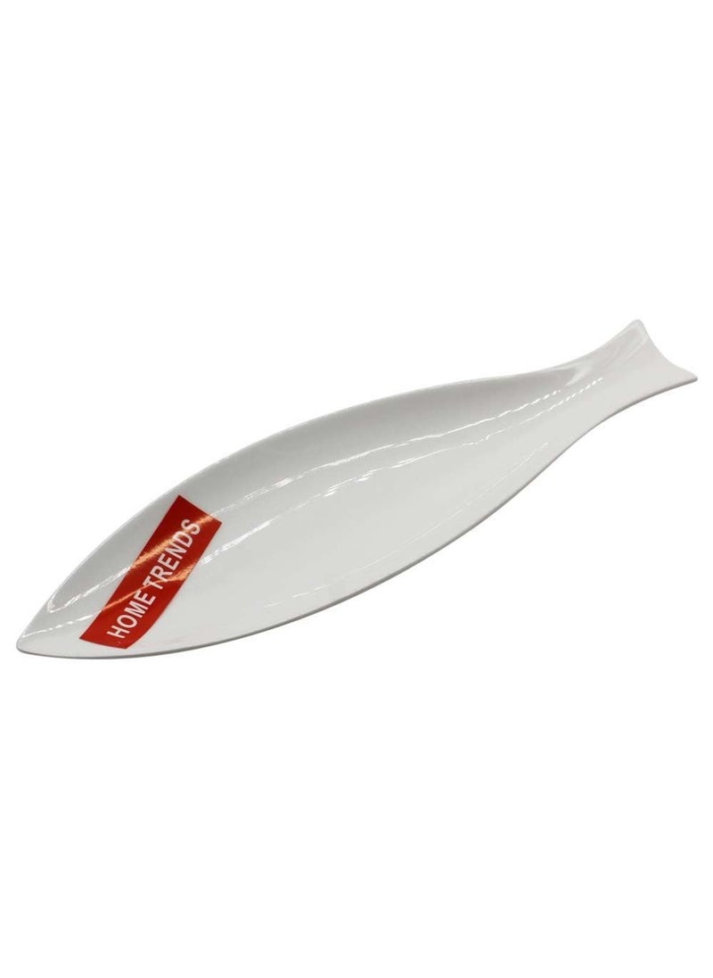 LTR - Fish-Shaped Ceramic Dish  11.75-Inch Size Serveware Serving Plate For Home Kitchen Restaurants - Image 1