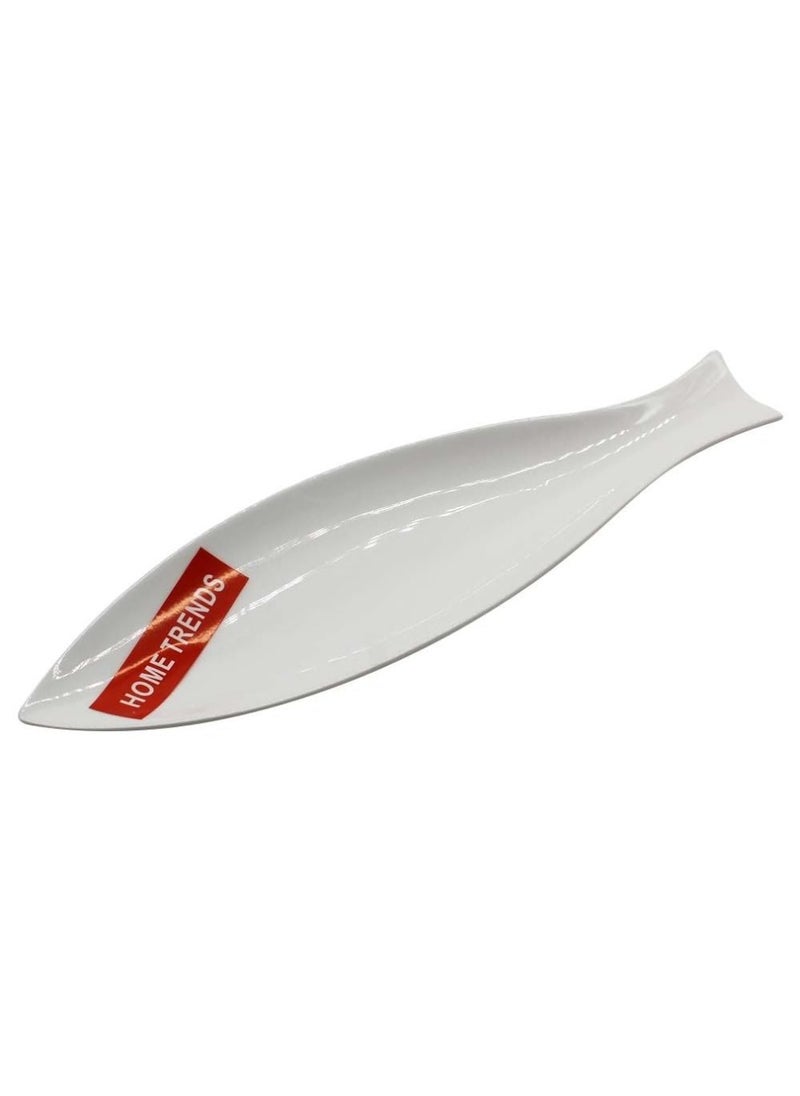 LTR - Fish-Shaped Ceramic Dish  11.75-Inch Size Serveware Serving Plate For Home Kitchen Restaurants - Image 1