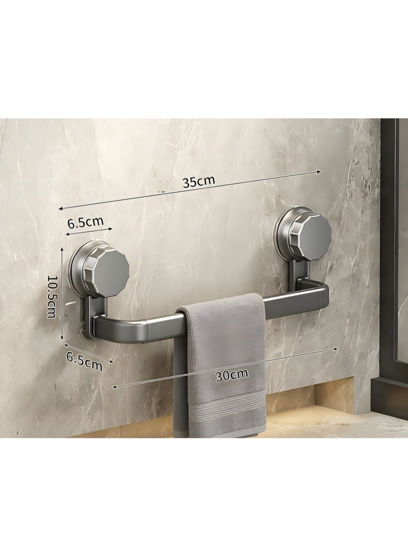 Suction Cup Rotatable Press Install Towel Bar 35cm Single Pack, Gun Gray No Drill Bathroom Towel  Rack - Image 3