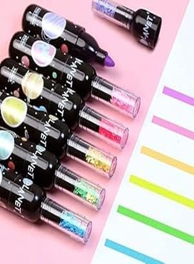 SKINPLUS Astronaut Space Theme Bottle Shape Highlighters | Set Of 6 | Fine Grip Marker Pen | Ideal For Office Stationery & Kids - Image 2