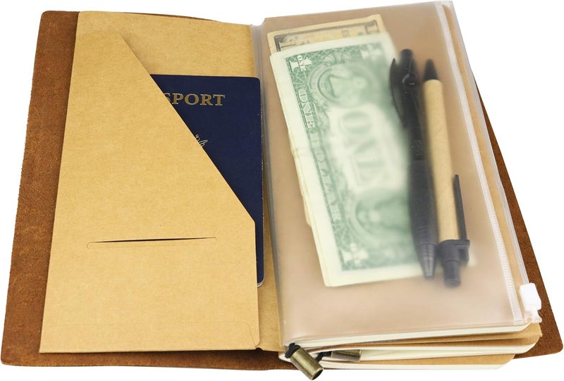 Wanderings Zipper Case and Kraft Card Sleeve Holder Travelers Notebook Accessories Pack 2-Pack for Refillable Travel Journals - Standard Size 8.25 x 4.25 inches - Image 3