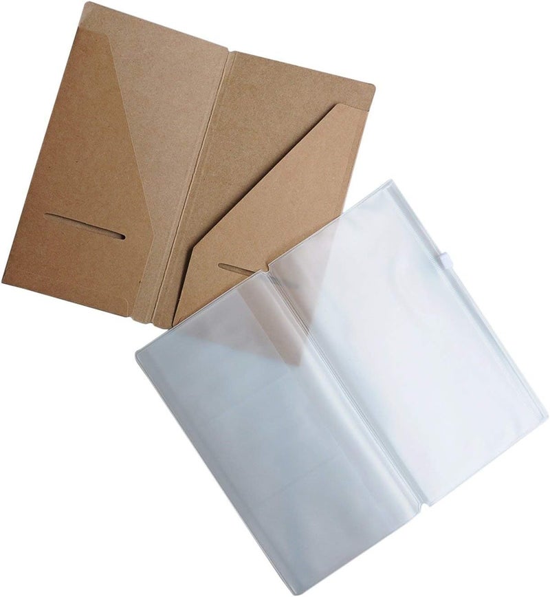 Wanderings Zipper Case and Kraft Card Sleeve Holder Travelers Notebook Accessories Pack 2-Pack for Refillable Travel Journals - Standard Size 8.25 x 4.25 inches - Image 1
