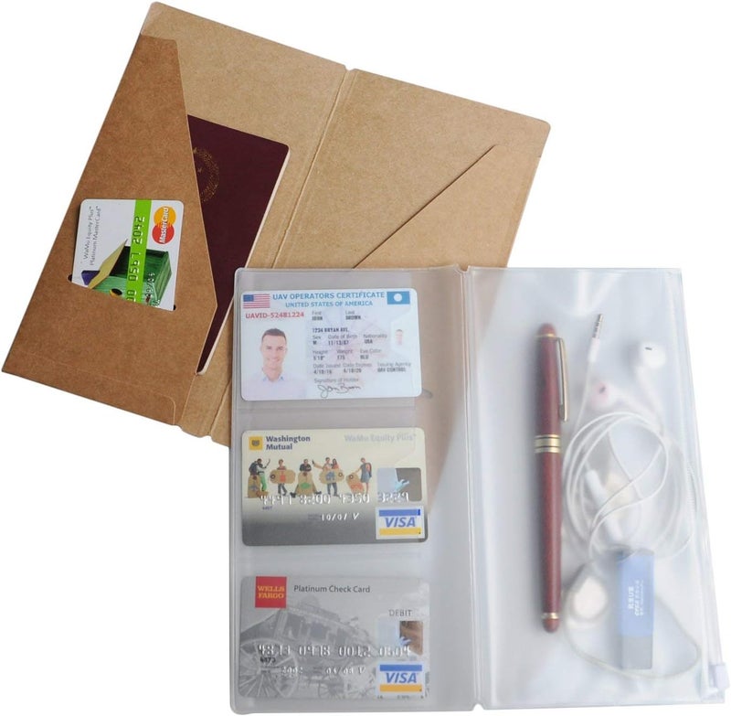 Wanderings Zipper Case and Kraft Card Sleeve Holder Travelers Notebook Accessories Pack 2-Pack for Refillable Travel Journals - Standard Size 8.25 x 4.25 inches - Image 2